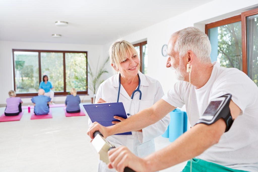 cardiac rehabilitation coach and patient