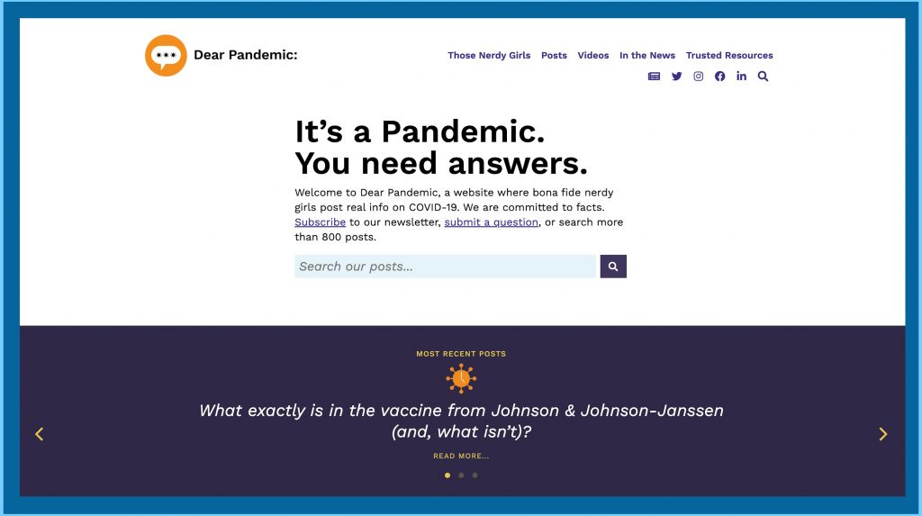 dear pandemic web page